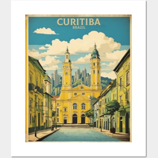 Curitiba Brazil Vintage Tourism Travel Poster Posters and Art